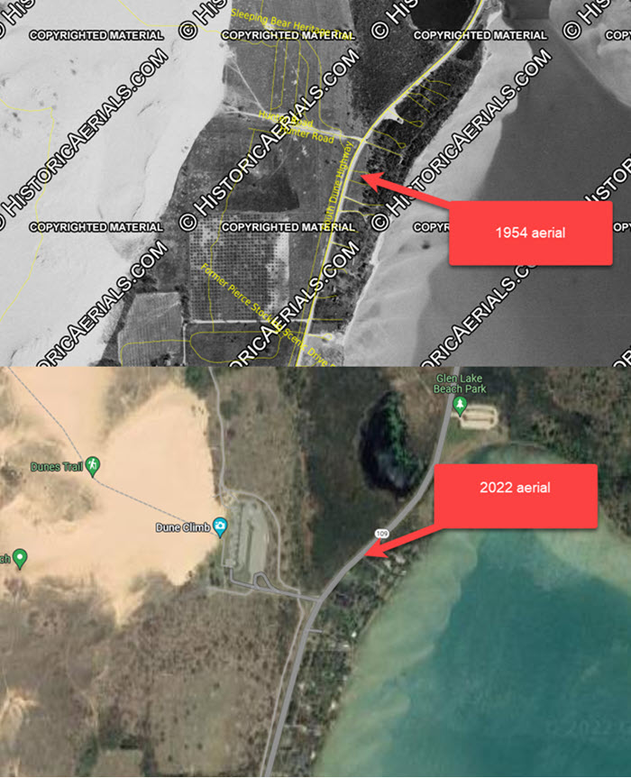 Duneswood Resort (Glen Lake Motel, Sleeping Bear Motel) - Aerial Comparison